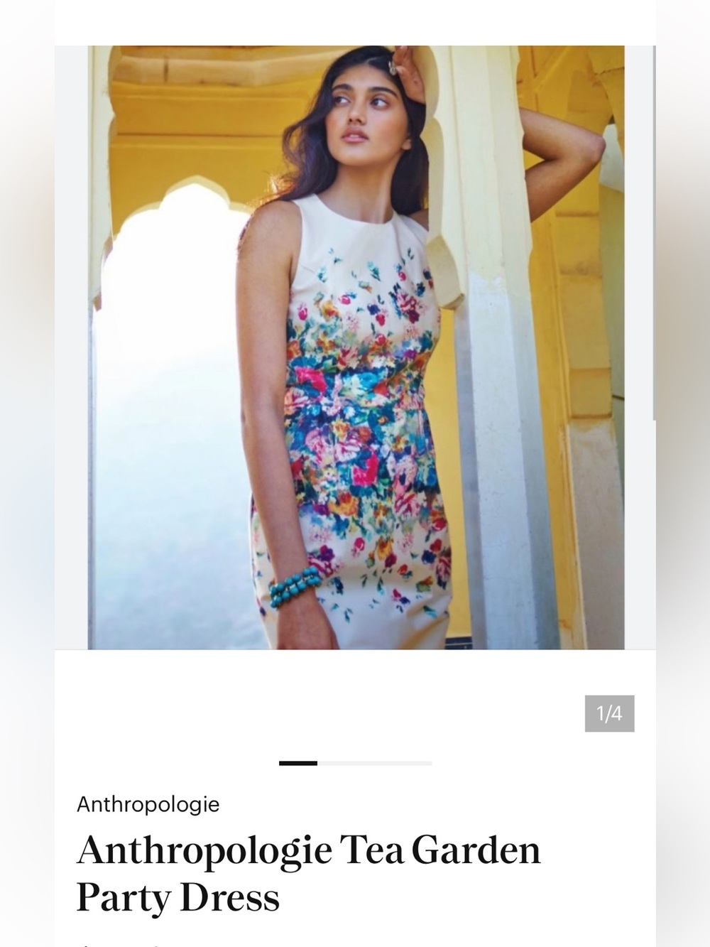 Anthropologie Cream Midi Dress with Vibrant Floral Print ( 🐶not included)